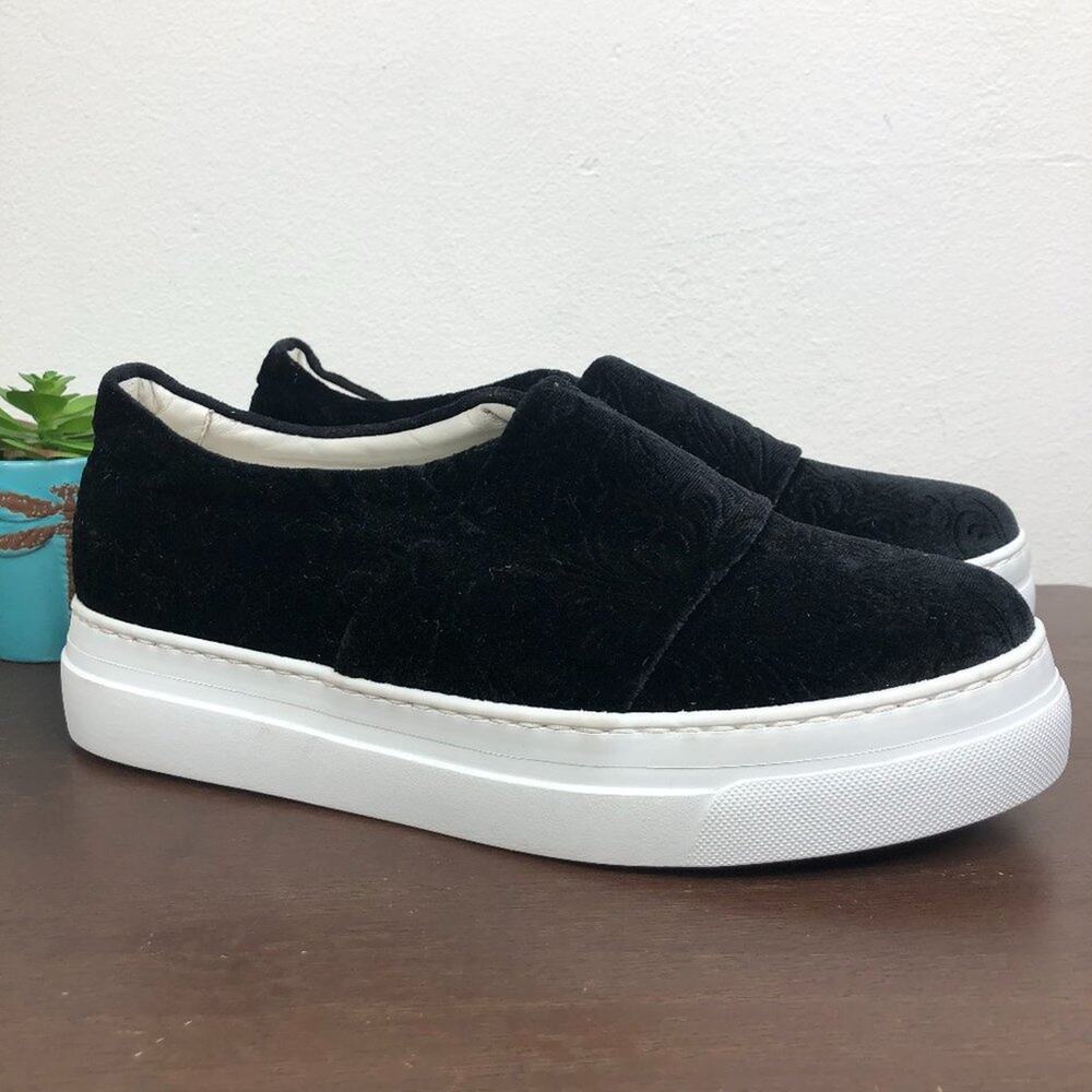 Lewit 'Arlo' Slip On Black Velvet Platform Sneakers Size EU 38.5/US 8